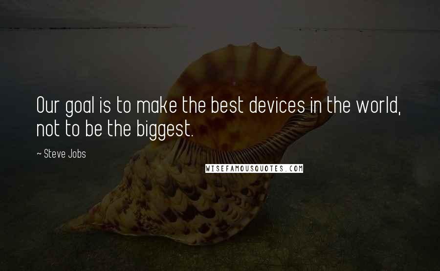 Steve Jobs Quotes: Our goal is to make the best devices in the world, not to be the biggest.