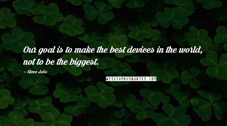 Steve Jobs Quotes: Our goal is to make the best devices in the world, not to be the biggest.