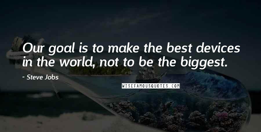 Steve Jobs Quotes: Our goal is to make the best devices in the world, not to be the biggest.