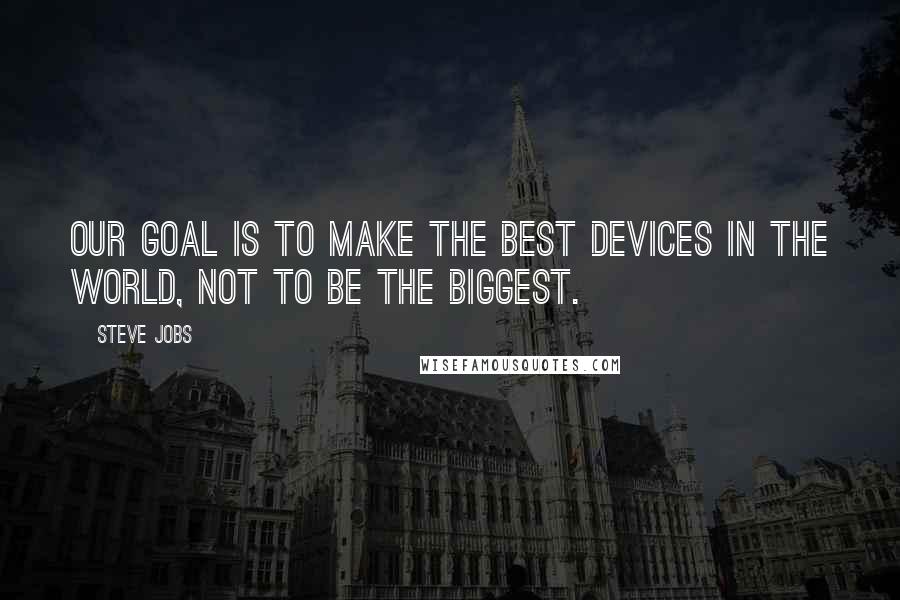 Steve Jobs Quotes: Our goal is to make the best devices in the world, not to be the biggest.