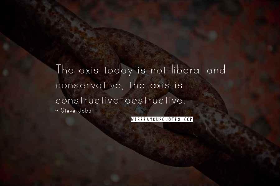 Steve Jobs Quotes: The axis today is not liberal and conservative, the axis is constructive-destructive.