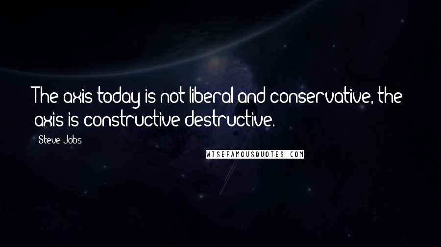 Steve Jobs Quotes: The axis today is not liberal and conservative, the axis is constructive-destructive.