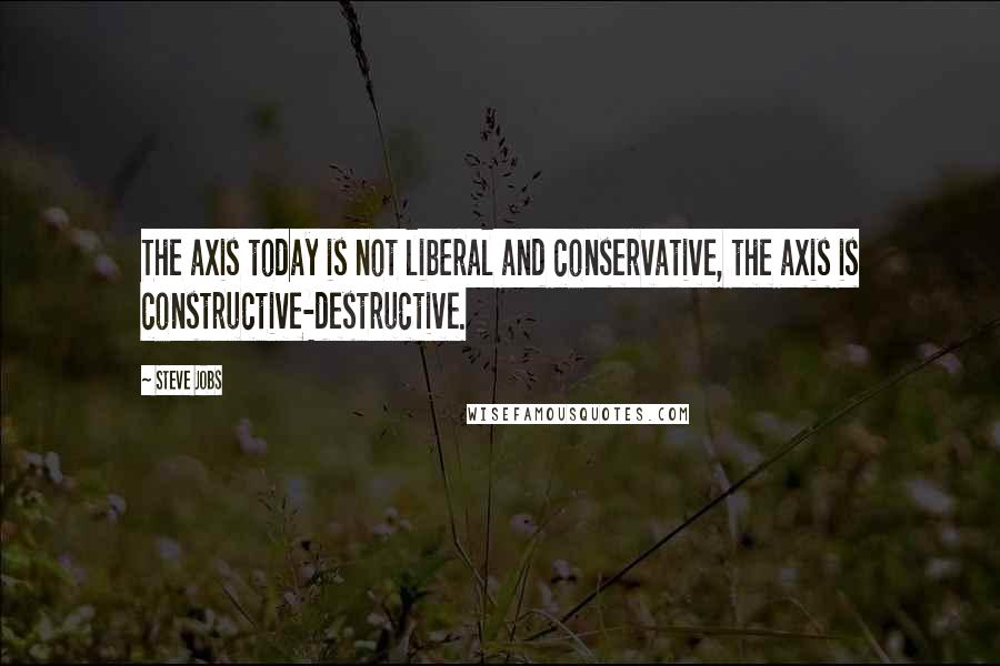 Steve Jobs Quotes: The axis today is not liberal and conservative, the axis is constructive-destructive.