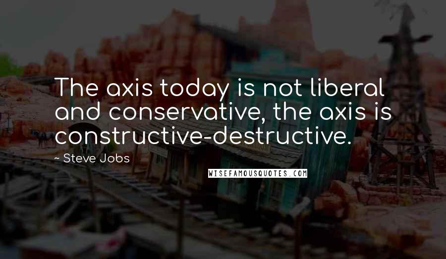 Steve Jobs Quotes: The axis today is not liberal and conservative, the axis is constructive-destructive.