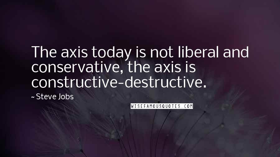 Steve Jobs Quotes: The axis today is not liberal and conservative, the axis is constructive-destructive.