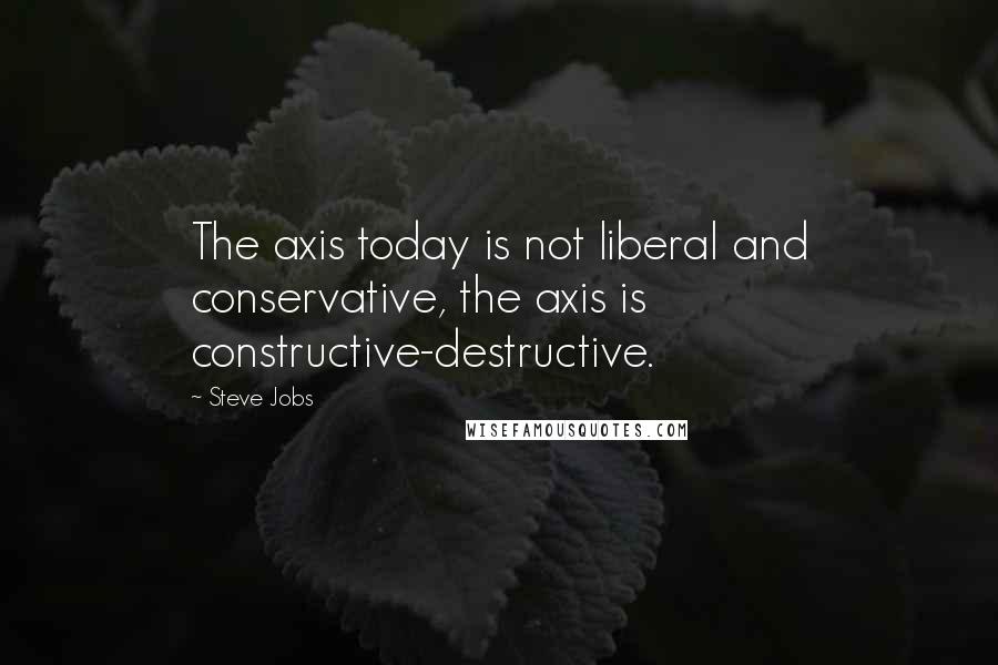 Steve Jobs Quotes: The axis today is not liberal and conservative, the axis is constructive-destructive.