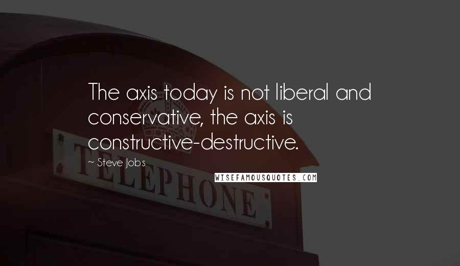 Steve Jobs Quotes: The axis today is not liberal and conservative, the axis is constructive-destructive.