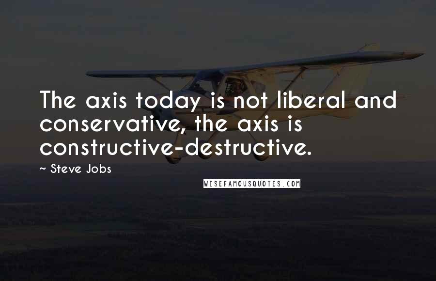 Steve Jobs Quotes: The axis today is not liberal and conservative, the axis is constructive-destructive.