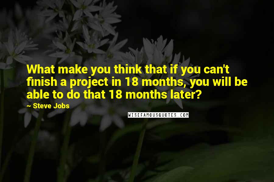 Steve Jobs Quotes: What make you think that if you can't finish a project in 18 months, you will be able to do that 18 months later?