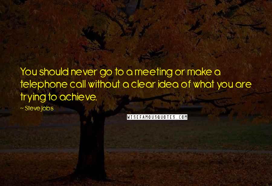 Steve Jobs Quotes: You should never go to a meeting or make a telephone call without a clear idea of what you are trying to achieve.