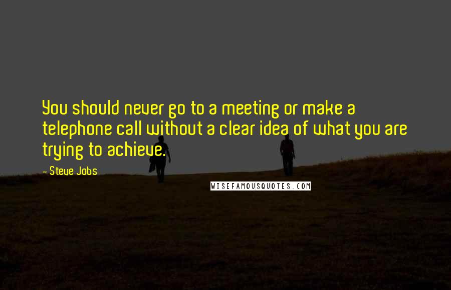 Steve Jobs Quotes: You should never go to a meeting or make a telephone call without a clear idea of what you are trying to achieve.