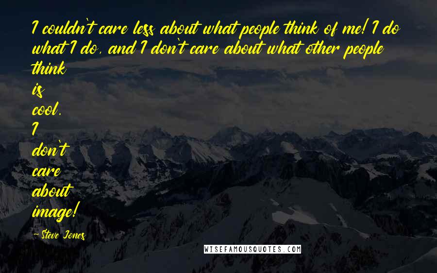 Steve Jones Quotes: I couldn't care less about what people think of me! I do what I do, and I don't care about what other people think is cool. I don't care about image!