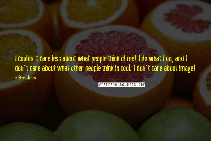 Steve Jones Quotes: I couldn't care less about what people think of me! I do what I do, and I don't care about what other people think is cool. I don't care about image!