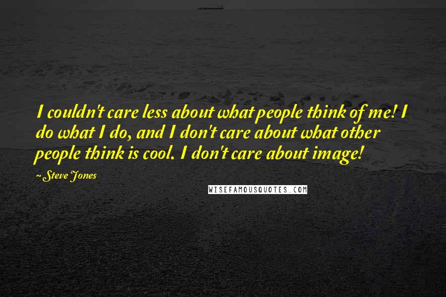 Steve Jones Quotes: I couldn't care less about what people think of me! I do what I do, and I don't care about what other people think is cool. I don't care about image!