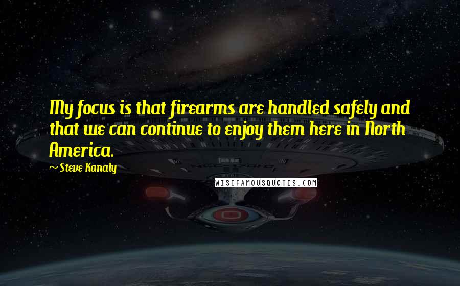 Steve Kanaly Quotes: My focus is that firearms are handled safely and that we can continue to enjoy them here in North America.