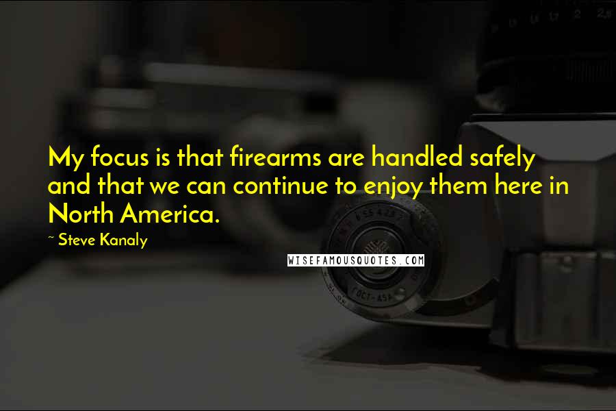 Steve Kanaly Quotes: My focus is that firearms are handled safely and that we can continue to enjoy them here in North America.