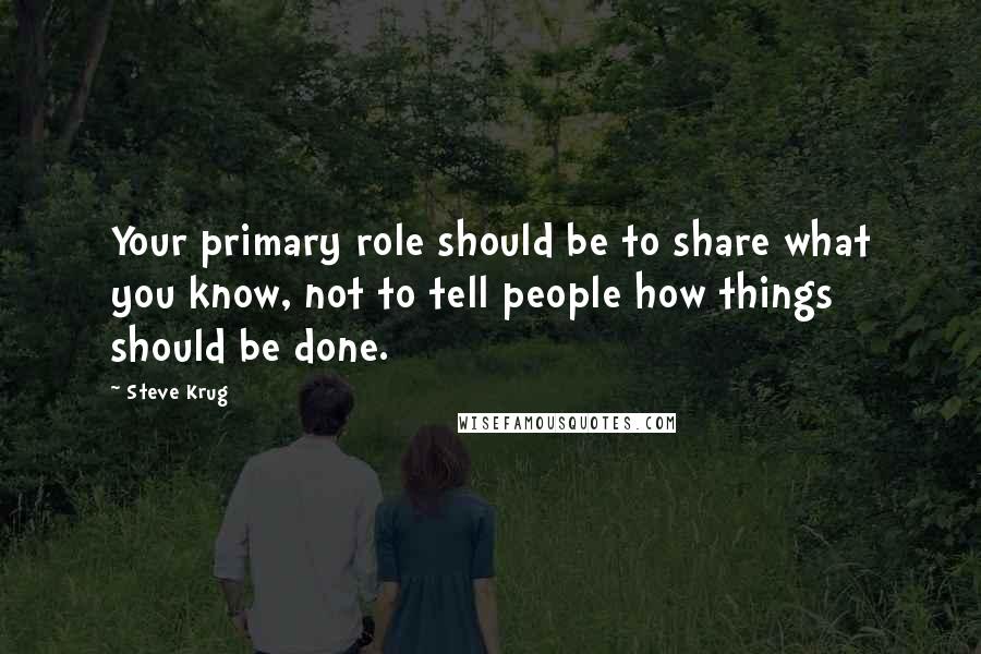 Steve Krug Quotes: Your primary role should be to share what you know, not to tell people how things should be done.