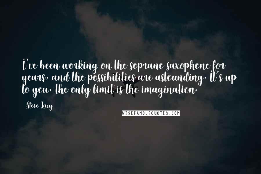 Steve Lacy Quotes: I've been working on the soprano saxophone for 40 years, and the possibilities are astounding. It's up to you, the only limit is the imagination.