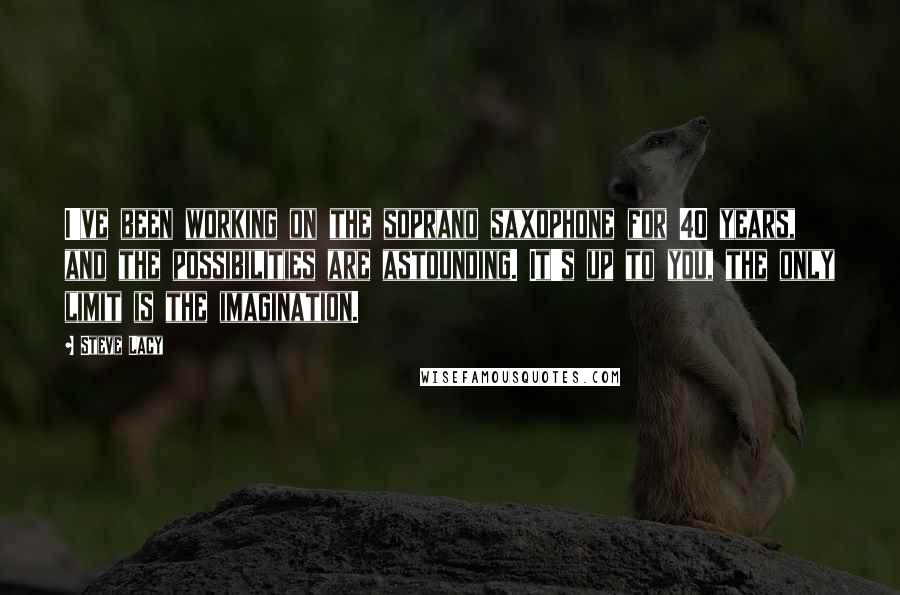 Steve Lacy Quotes: I've been working on the soprano saxophone for 40 years, and the possibilities are astounding. It's up to you, the only limit is the imagination.