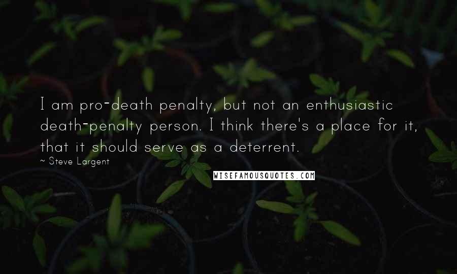 Steve Largent Quotes: I am pro-death penalty, but not an enthusiastic death-penalty person. I think there's a place for it, that it should serve as a deterrent.