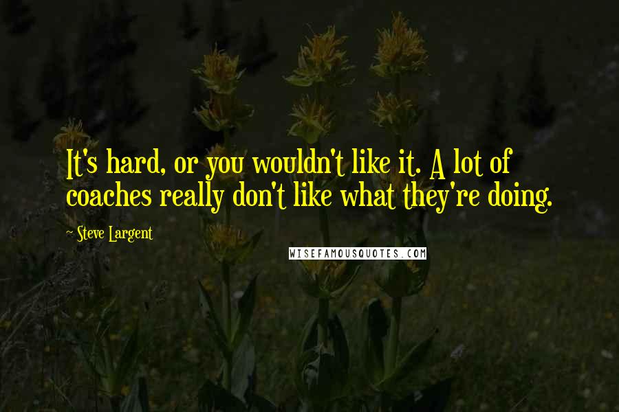 Steve Largent Quotes: It's hard, or you wouldn't like it. A lot of coaches really don't like what they're doing.