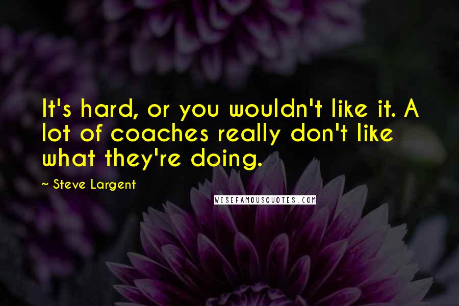 Steve Largent Quotes: It's hard, or you wouldn't like it. A lot of coaches really don't like what they're doing.