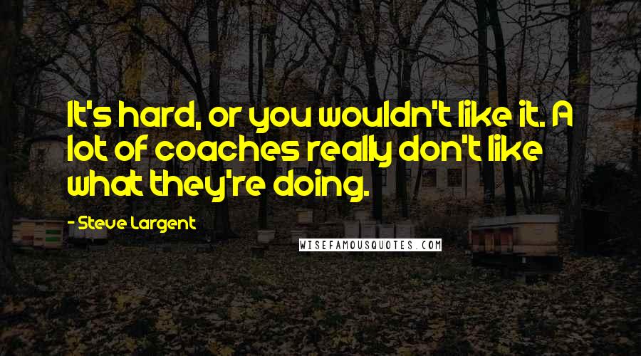 Steve Largent Quotes: It's hard, or you wouldn't like it. A lot of coaches really don't like what they're doing.