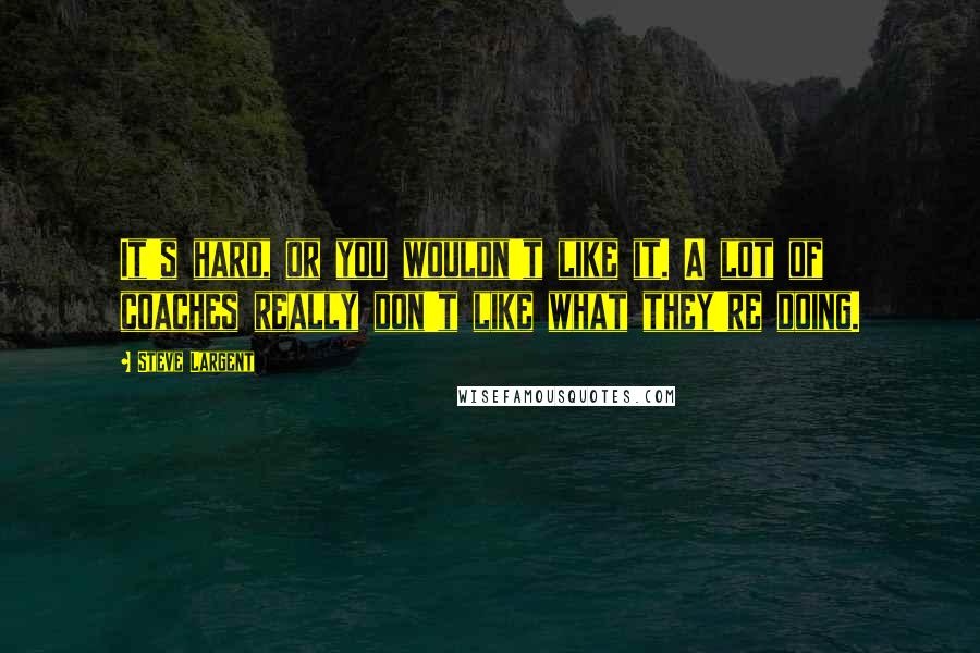 Steve Largent Quotes: It's hard, or you wouldn't like it. A lot of coaches really don't like what they're doing.
