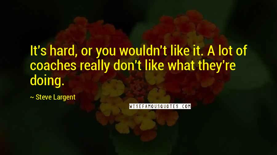 Steve Largent Quotes: It's hard, or you wouldn't like it. A lot of coaches really don't like what they're doing.