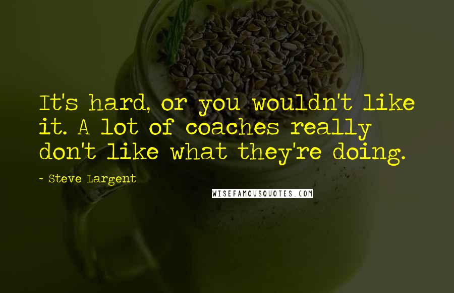 Steve Largent Quotes: It's hard, or you wouldn't like it. A lot of coaches really don't like what they're doing.