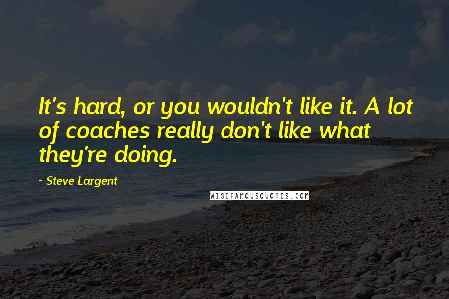 Steve Largent Quotes: It's hard, or you wouldn't like it. A lot of coaches really don't like what they're doing.
