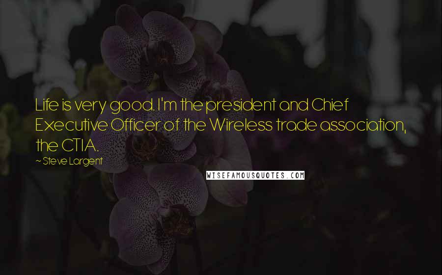 Steve Largent Quotes: Life is very good. I'm the president and Chief Executive Officer of the Wireless trade association, the CTIA.