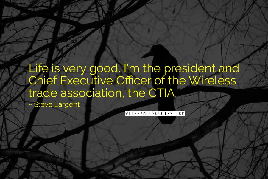 Steve Largent Quotes: Life is very good. I'm the president and Chief Executive Officer of the Wireless trade association, the CTIA.