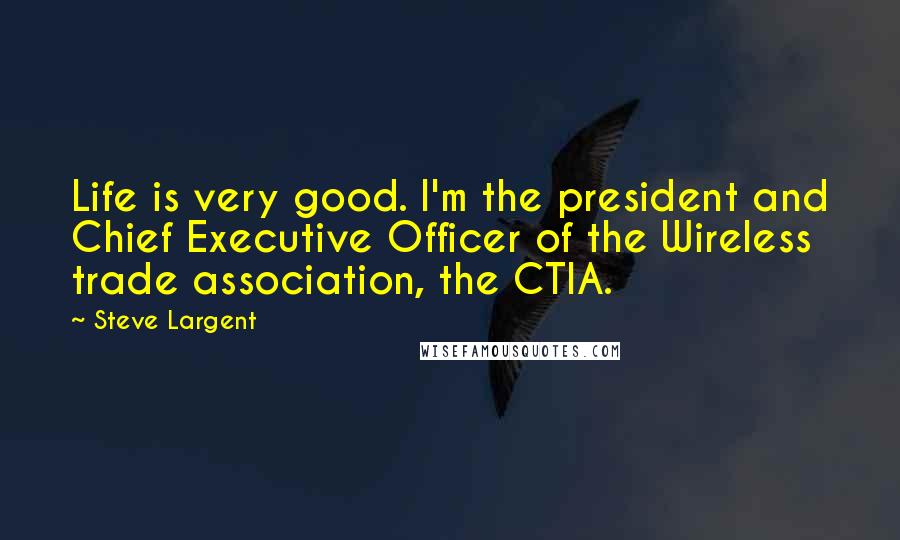 Steve Largent Quotes: Life is very good. I'm the president and Chief Executive Officer of the Wireless trade association, the CTIA.