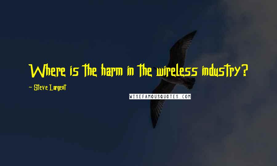 Steve Largent Quotes: Where is the harm in the wireless industry?