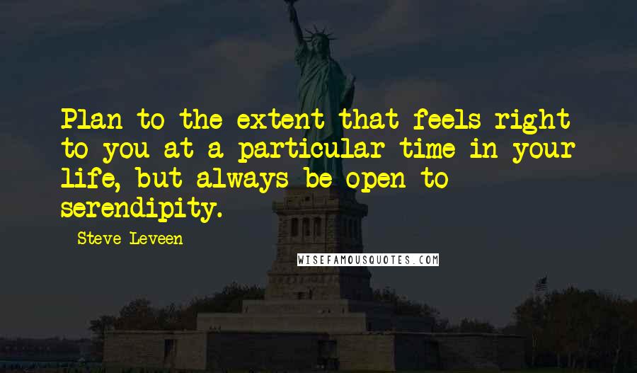 Steve Leveen Quotes: Plan to the extent that feels right to you at a particular time in your life, but always be open to serendipity.