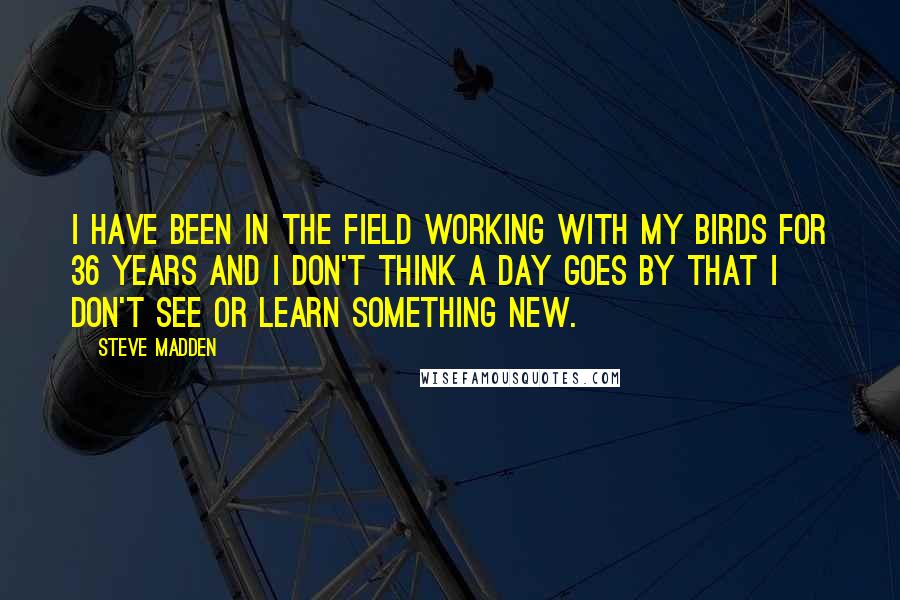 Steve Madden Quotes: I have been in the field working with my birds for 36 years and I don't think a day goes by that I don't see or learn something new.