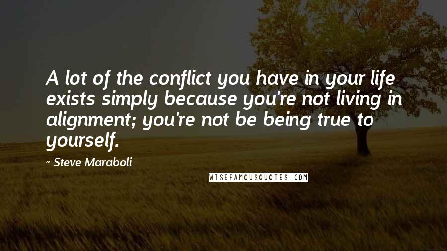 Steve Maraboli Quotes: A lot of the conflict you have in your life exists simply because you're not living in alignment; you're not be being true to yourself.