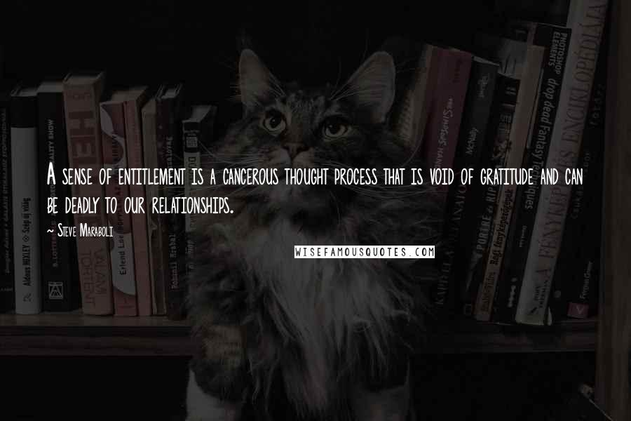 Steve Maraboli Quotes: A sense of entitlement is a cancerous thought process that is void of gratitude and can be deadly to our relationships.