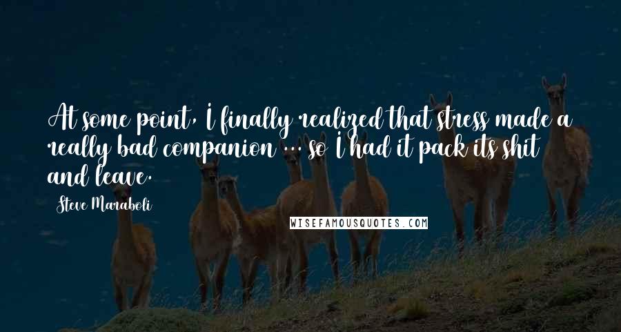 Steve Maraboli Quotes: At some point, I finally realized that stress made a really bad companion ... so I had it pack its shit and leave.