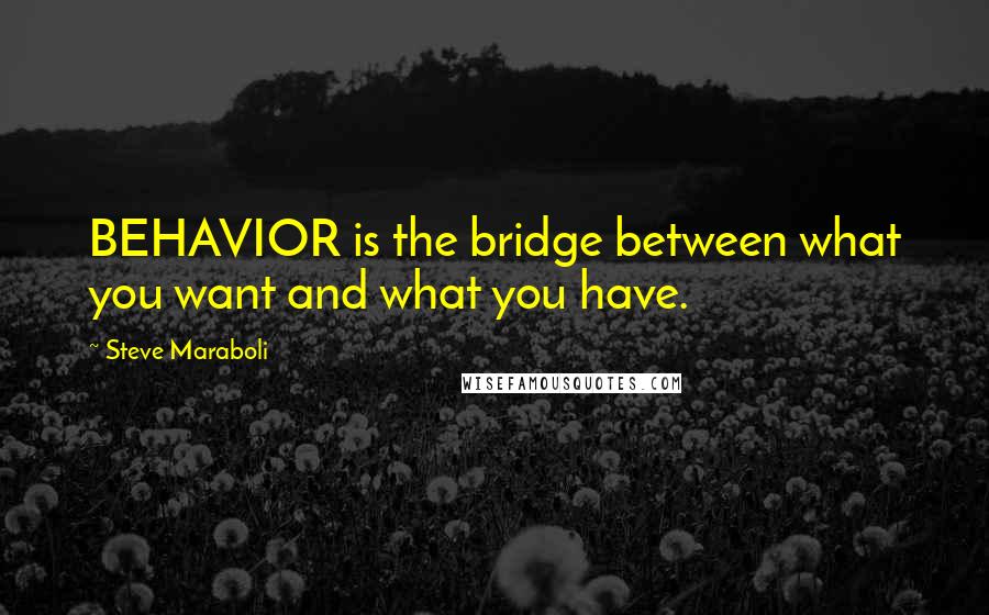 Steve Maraboli Quotes: BEHAVIOR is the bridge between what you want and what you have.