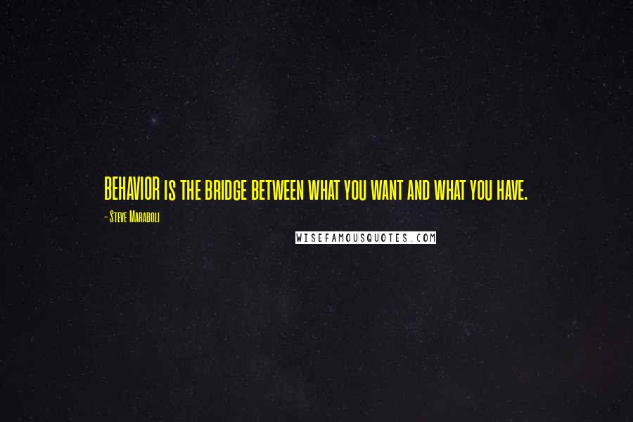 Steve Maraboli Quotes: BEHAVIOR is the bridge between what you want and what you have.