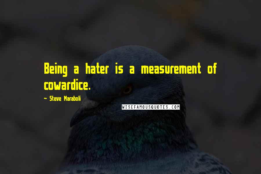 Steve Maraboli Quotes: Being a hater is a measurement of cowardice.