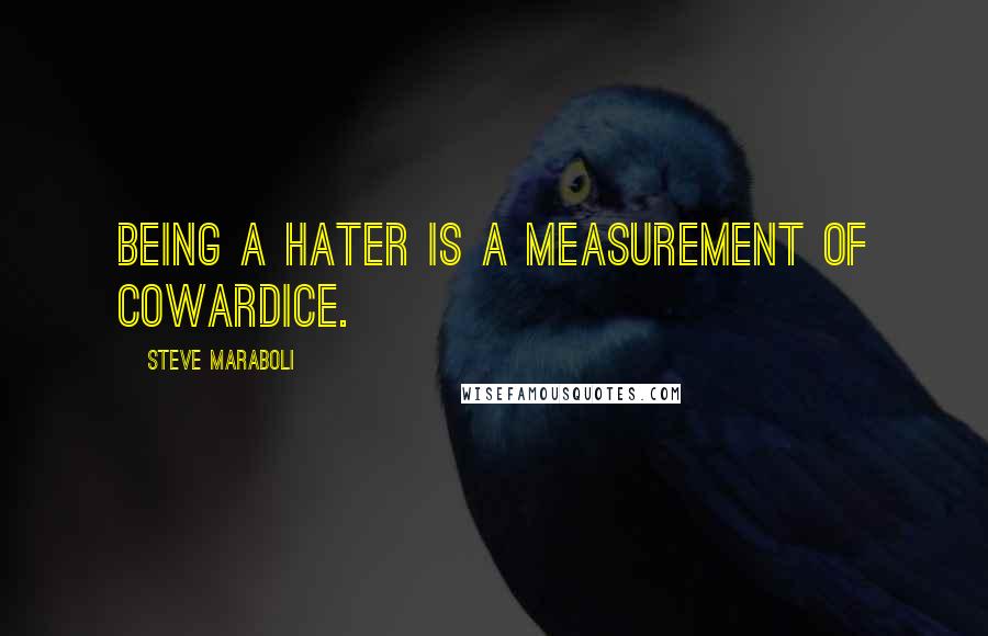 Steve Maraboli Quotes: Being a hater is a measurement of cowardice.