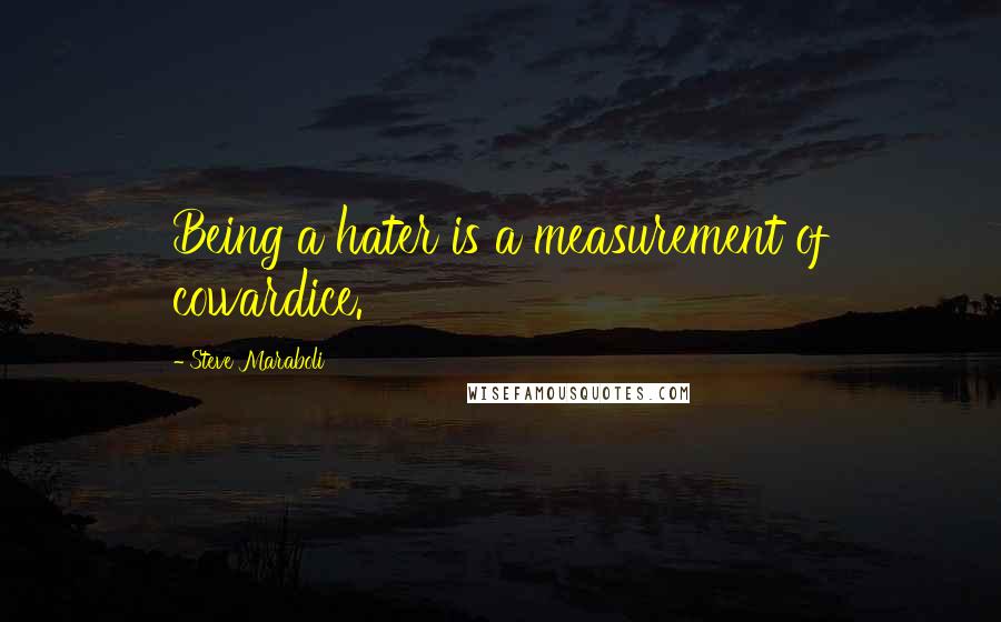 Steve Maraboli Quotes: Being a hater is a measurement of cowardice.