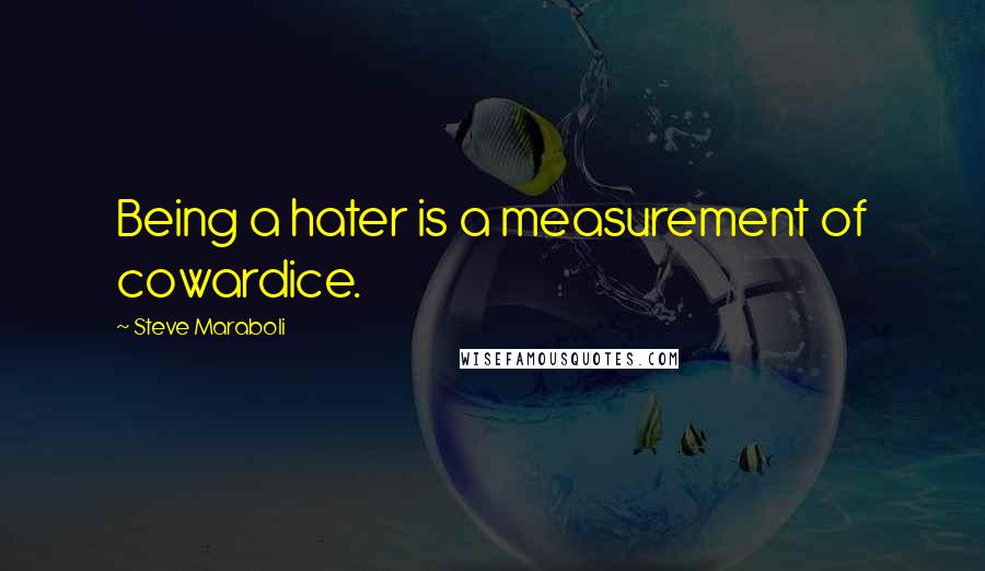 Steve Maraboli Quotes: Being a hater is a measurement of cowardice.