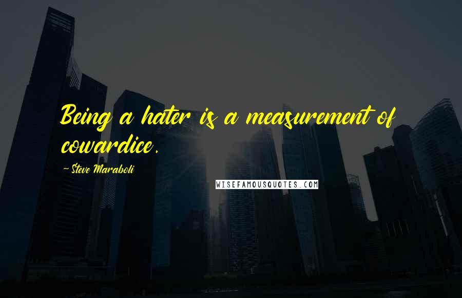 Steve Maraboli Quotes: Being a hater is a measurement of cowardice.