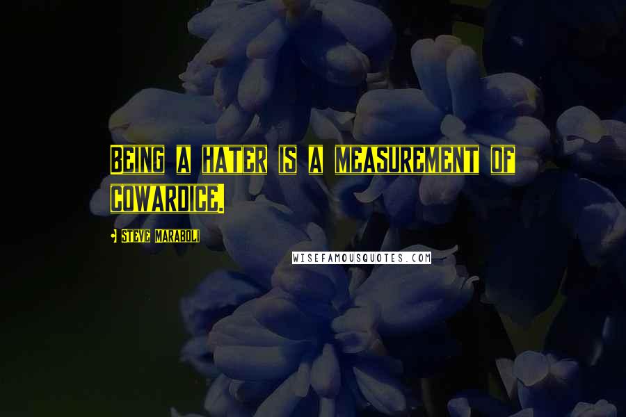 Steve Maraboli Quotes: Being a hater is a measurement of cowardice.