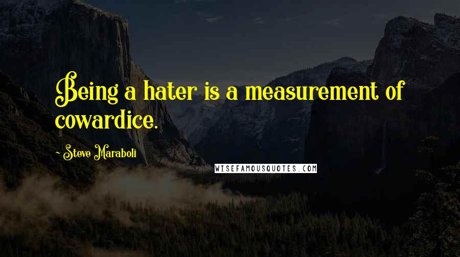 Steve Maraboli Quotes: Being a hater is a measurement of cowardice.