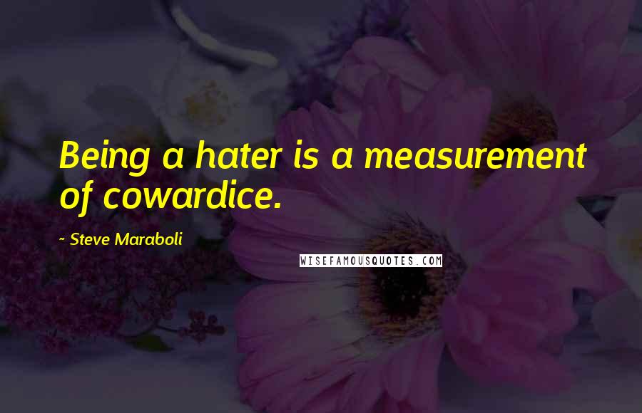 Steve Maraboli Quotes: Being a hater is a measurement of cowardice.